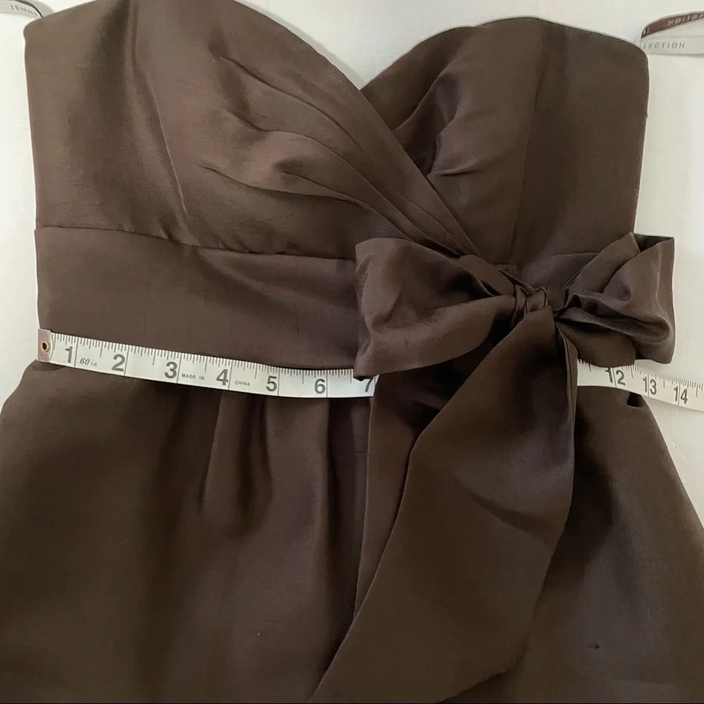 Jenny Yoo Brown Silk Shantung Strapless Dress Size 0‎